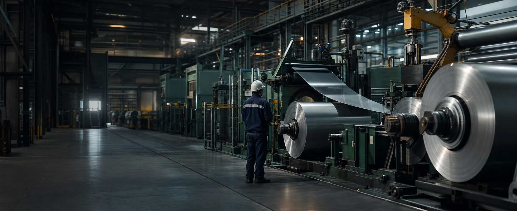 Engineer overseeing an intelligent metal production line